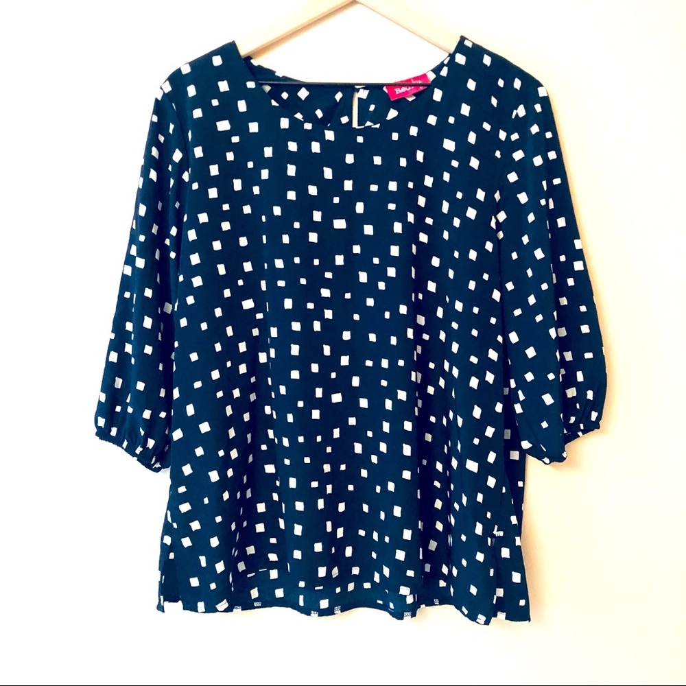 Redsky Navy Blue & White Blouse Size Large